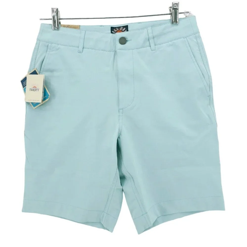 NWT FAHERTY All Day Casual Shorts SEAFOAM Pale Blue 8.5